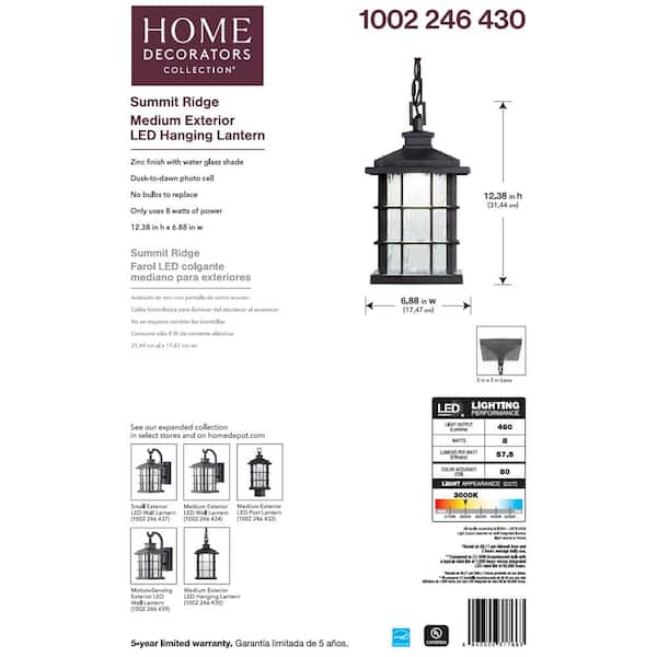 Summit Ridge Collection Zinc Outdoor Integrated LED Hanging Lantern
