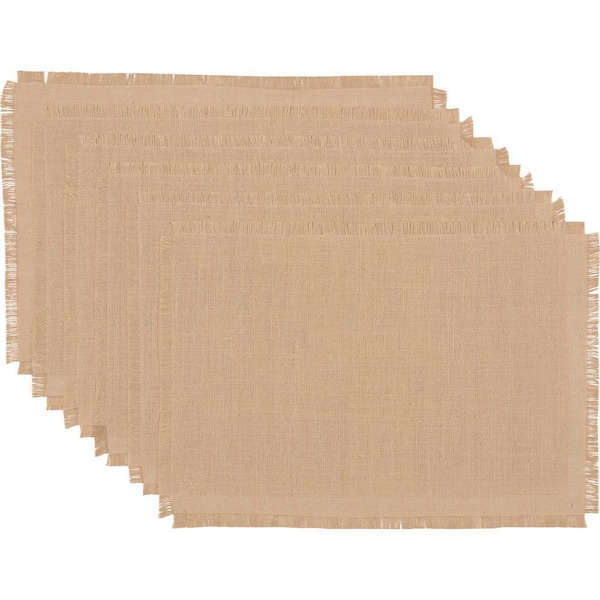 Jute Burlap 18 in. W. x 12 in. H Tan Placemat Set of 6