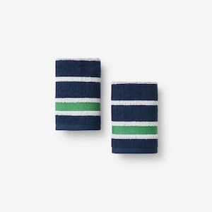 Company Kids Rugby Stripe Navy Multi Cotton Square Wash Cloth Set (Set of 2)
