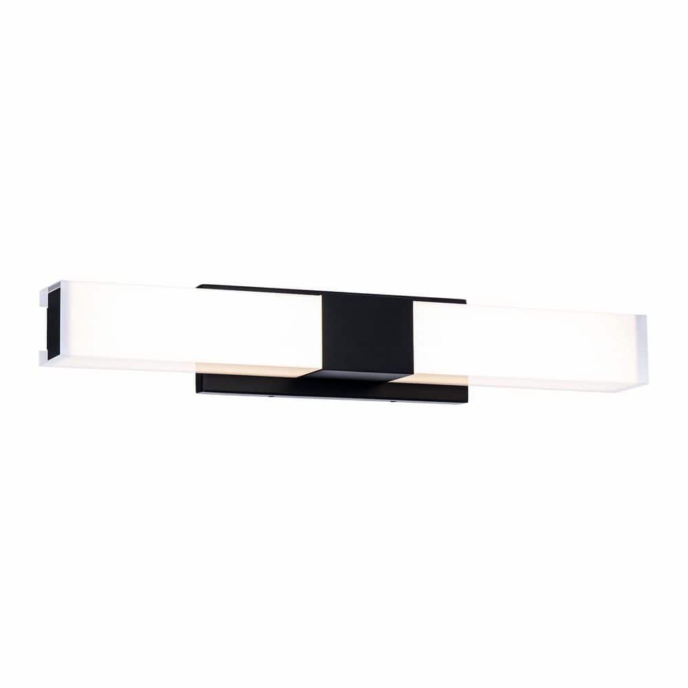 Studio 26 in. 1 Light Selectable 3CCT Black LED Bathroom Vanity and Wall Light Bar with White Acrylic Shade price history on PriceWatchPro