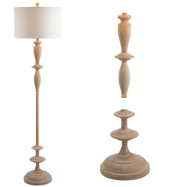 Resin Led Floor Lamp Brown Wood, Wooden Spindle Floor Lamp