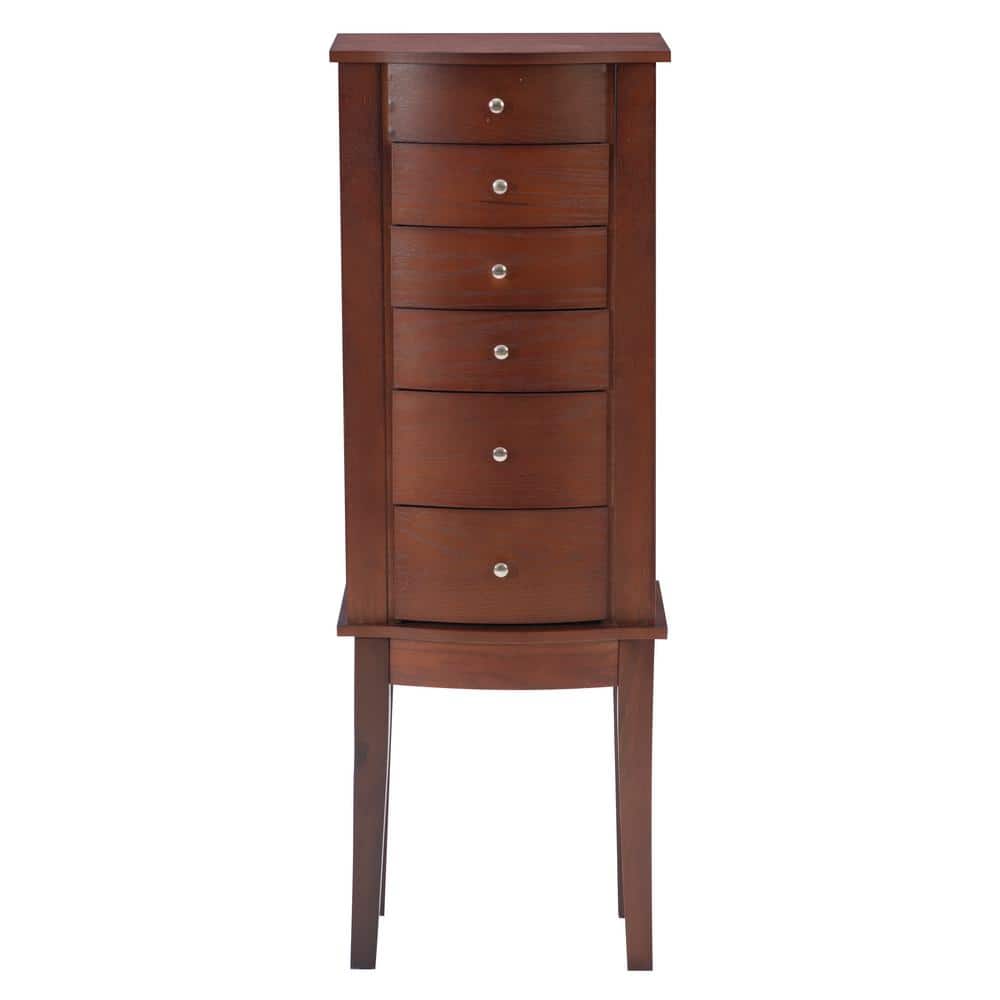 Contemporary Merlot Black Lined Freestanding Jewelry Armoire