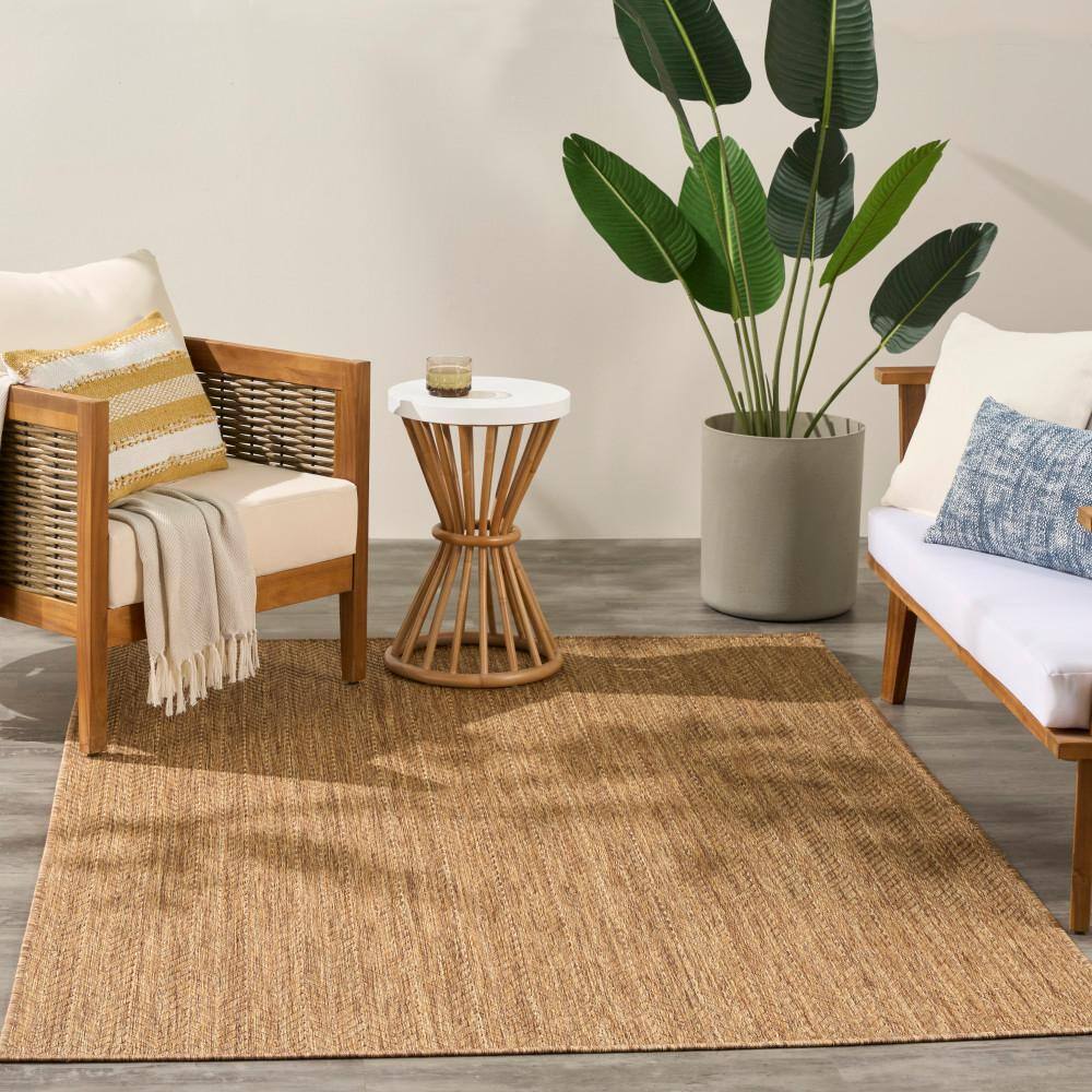 Natural Geometric Flat Woven Synthetic 5' x 7' Area Rug