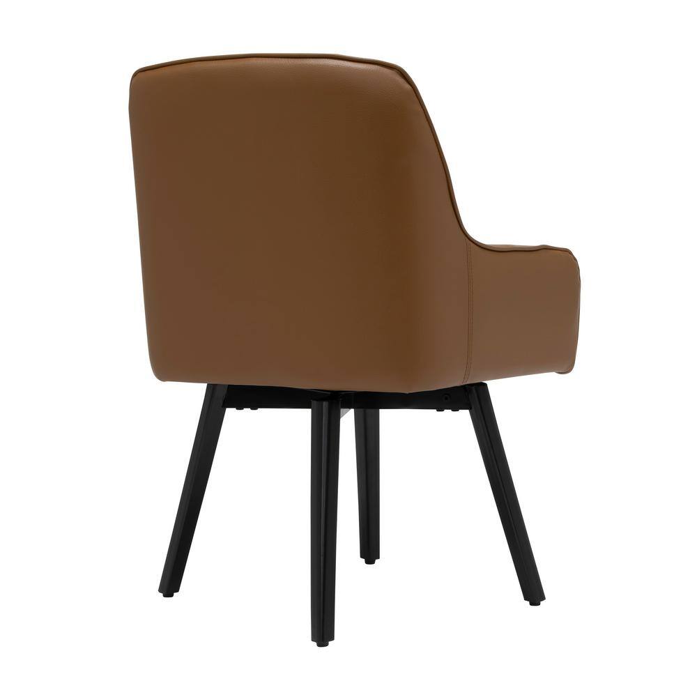 Caramel Brown Swivel Arm Chair with Metal Legs