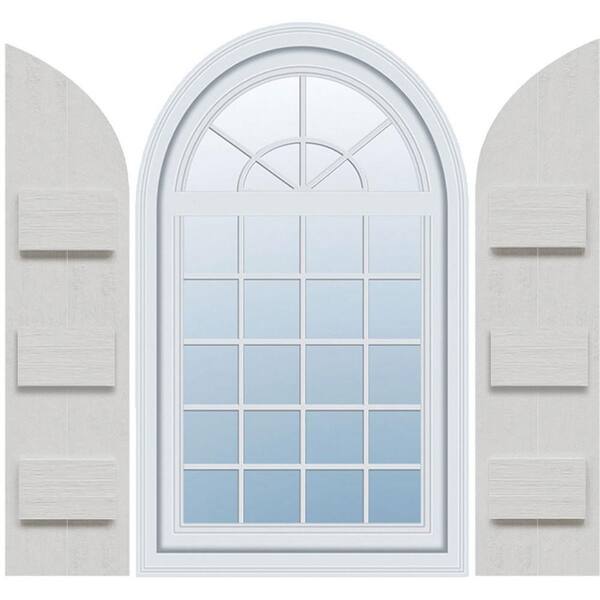 Ekena Millwork Timberthane 10.75 in. W x 84 in. H Joined Two Board Quarter Round Arch Top Polyurethane Board and Batten Shutters