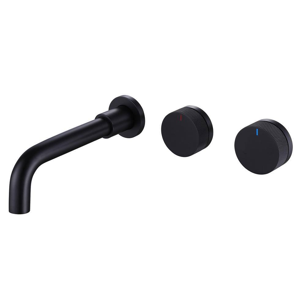 Tomfaucet 2Handle Wall Mounted Bathroom Faucet in Matte Black