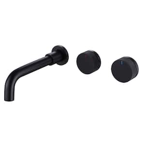 2-Handle Wall Mounted Bathroom Faucet in Matte Black