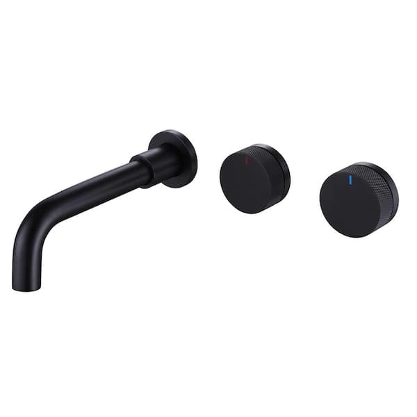 Tomfaucet 2-Handle Wall Mounted Bathroom Faucet in Matte Black