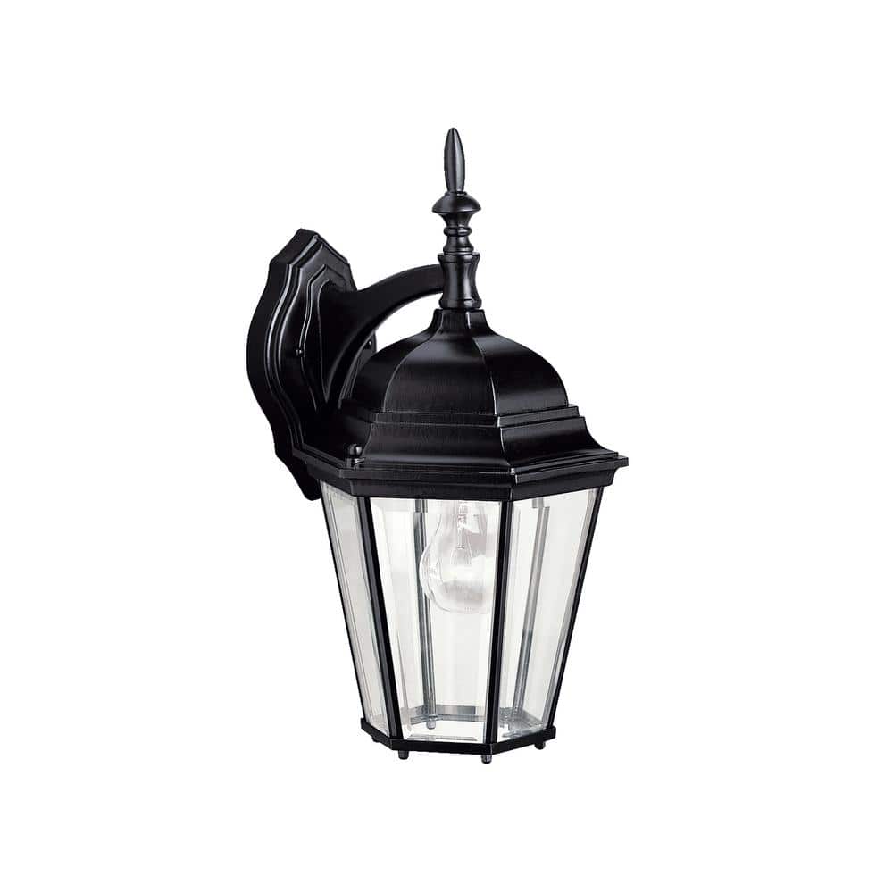 Madison 17 in. 1-Light Black Outdoor Hardwired Wall Lantern Sconce with No Bulbs Included (1-Pack) price history on PriceWatchPro