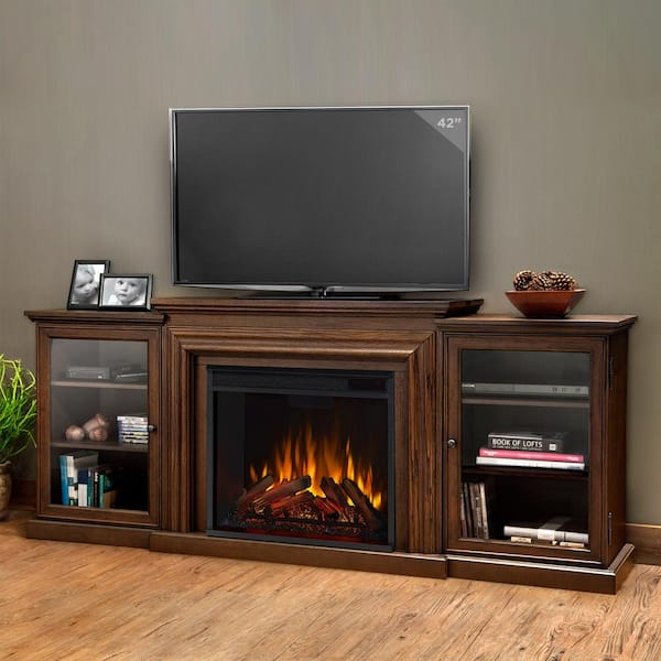 Real Flame Frederick Entertainment 72 in. Media Console Electric Fireplace TV Stand in Chestnut Oak