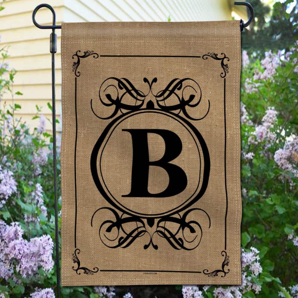 Classic Monogram Letter B Beige Polyester Garden Flag
