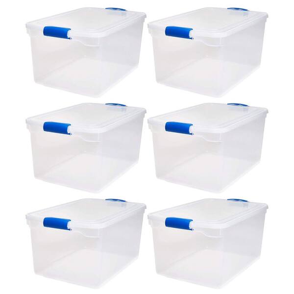 thumbnail image 2 of 66 Qt Clear Plastic Storage Box With Blue Latches And Lid - Stackable & Heavy Duty 2 of 5