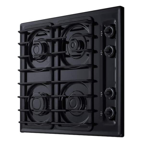 24 in. Gas Cooktop in Black with 4 Burners