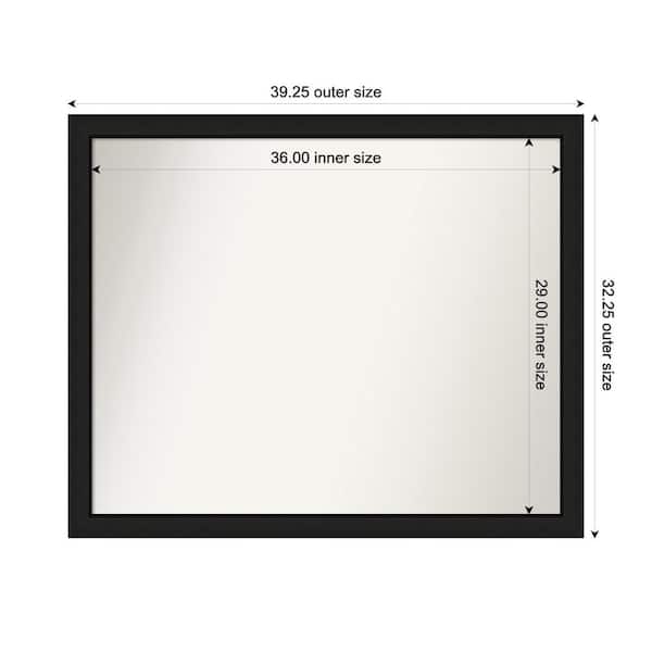 Amanti Art Midnight Black Narrow 39.25 in. x 32.25 in. Custom Non-Beveled Wood FramedBathroom Vanity Wall Mirror