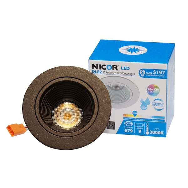 NICOR DLR2 2 in. Housing Required 3000K Remodel or New Construction Integrated LED Recessed Light Kit in Oil-Rubbed Bronze