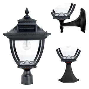 Pagoda Bulb Solar 22 in. 1-Light Black Cast Aluminum for Outdoor with Post Light, Pier Base and Wall Sconce Mounts