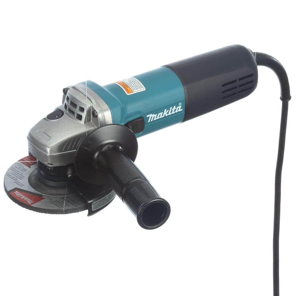 7.5 Amp 4-1/2 in. Easy Wheel Change Compact Angle Grinder with Grinding Wheel, Wheel Guard Side Handle 9557NB - The Home