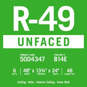 R-49 EcoBatt Unfaced Fiberglass Insulation Batt 24 in. x 48 in. x 13-3/4 in. (8-Bags)