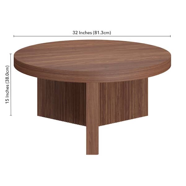 Meyer&Cross Holm 32 in. Satin Walnut Round MDF Top Coffee Table