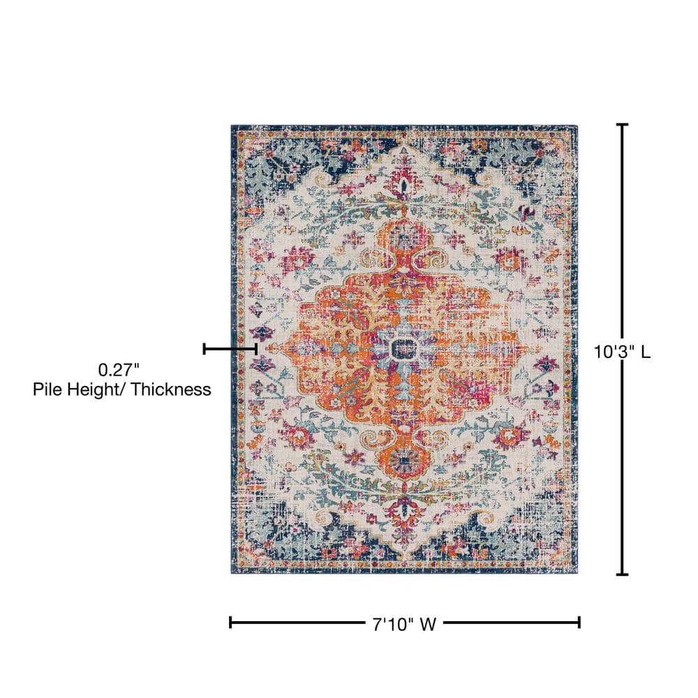 Elegant Oceana Rectangular Synthetic Area Rug, 7'10" x 10'3", Blue