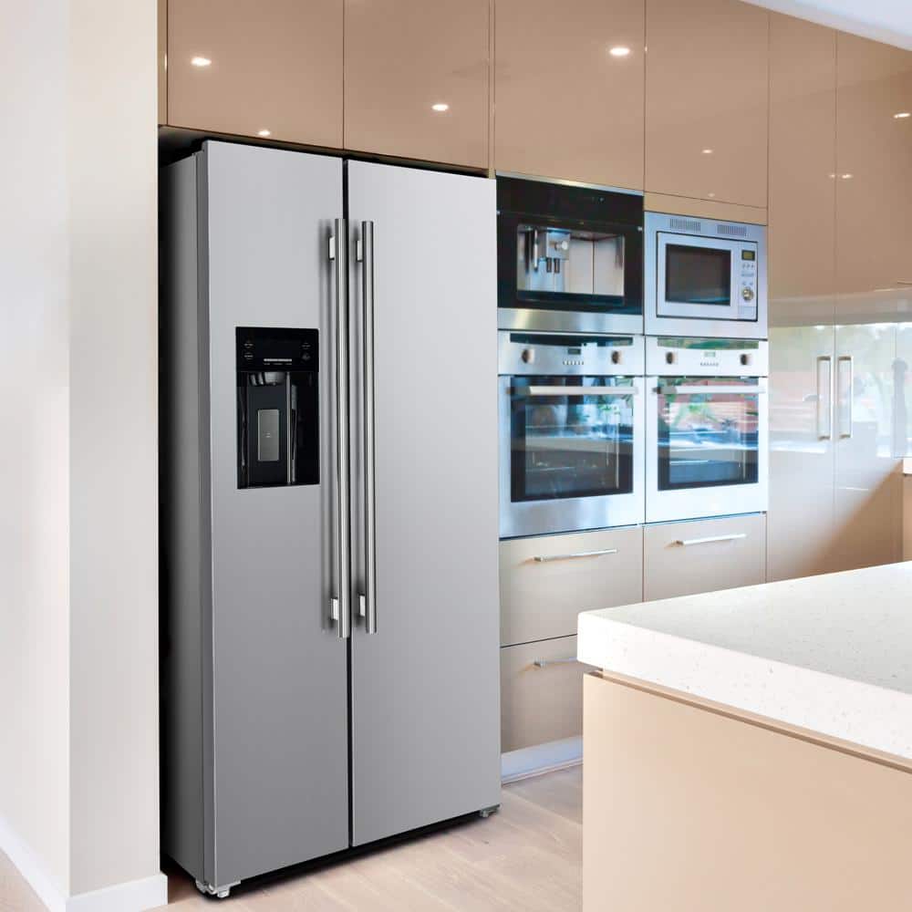 36-Inch Stainless Steel Side-by-Side Refrigerator with Ice Maker