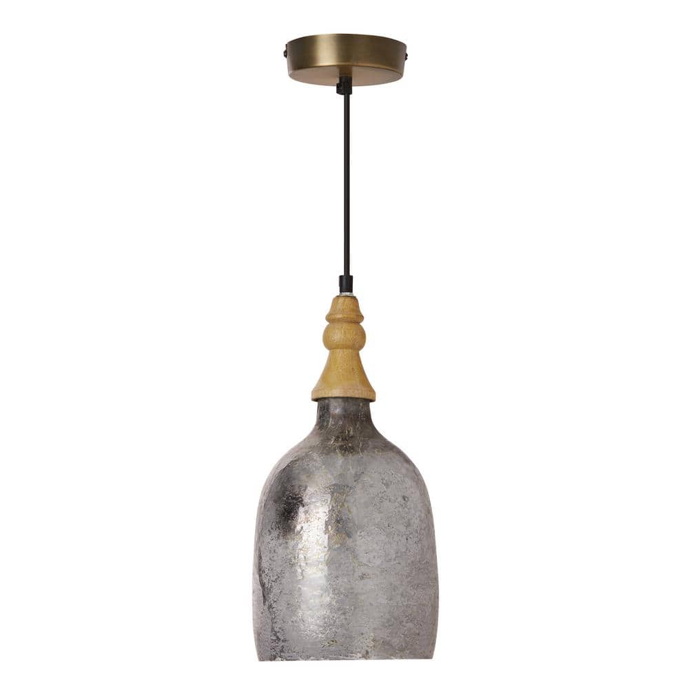 Coralie 19'' Etched Silver Glass Bell-Shaped Pendant Lamp
