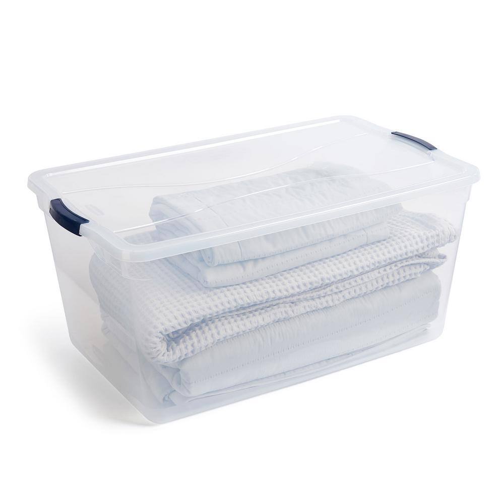 Clear 95 Qt Stackable Plastic Storage Bins with Lids, 4-Pack