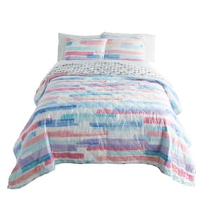 Smoothie Multicolor 3-Piece Microfiber Queen Quilt Set