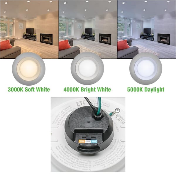 ETI LIGHTING 5 in./6 in. 14W Selectable CCT LED Recessed Trim Disk