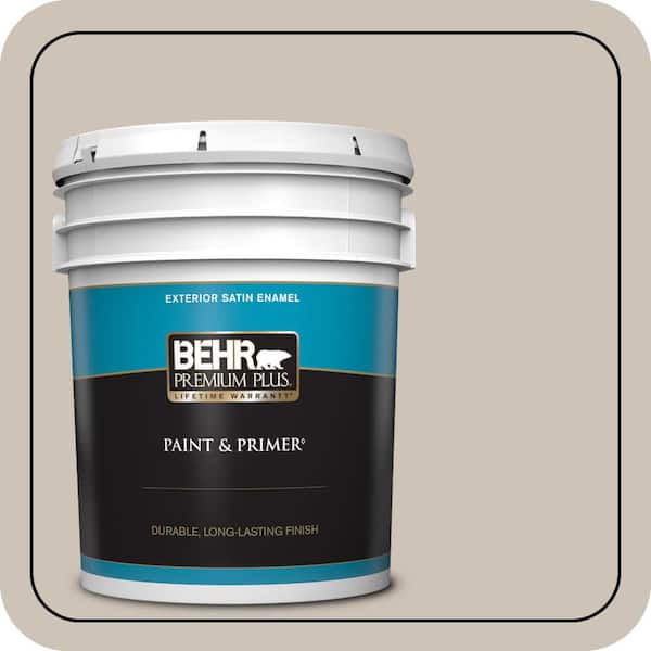 BEHR PREMIUM PLUS 5 gal. #720C-3 Wheat Bread Satin Enamel Exterior Paint & Primer