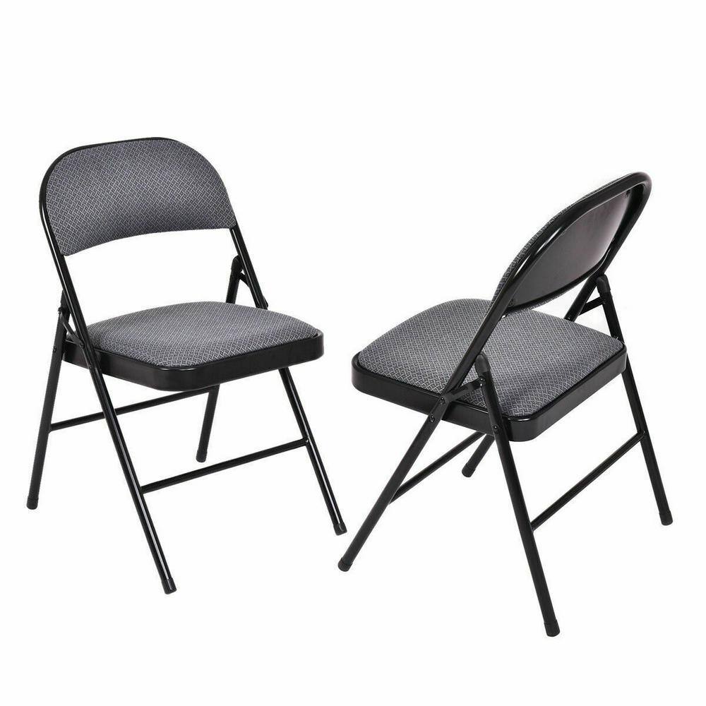 Black Ergonomic Fabric Padded Folding Chair Set