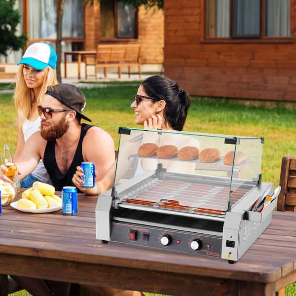 Hot Dog Roller, 30 Hot Dog 11 Rollers, Stainless Steel Sausage Indoor Grill Cooker, 1600 W Hot Dog Machine