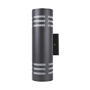 2-Lights Black Hardwired Outdoor Wall Lantern Armed Sconce