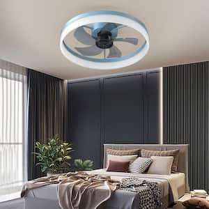 19.7 in. Indoor Blue ABS 110-Volt Brushed Nickel Ceiling Fan with Dimmable Integrated LED