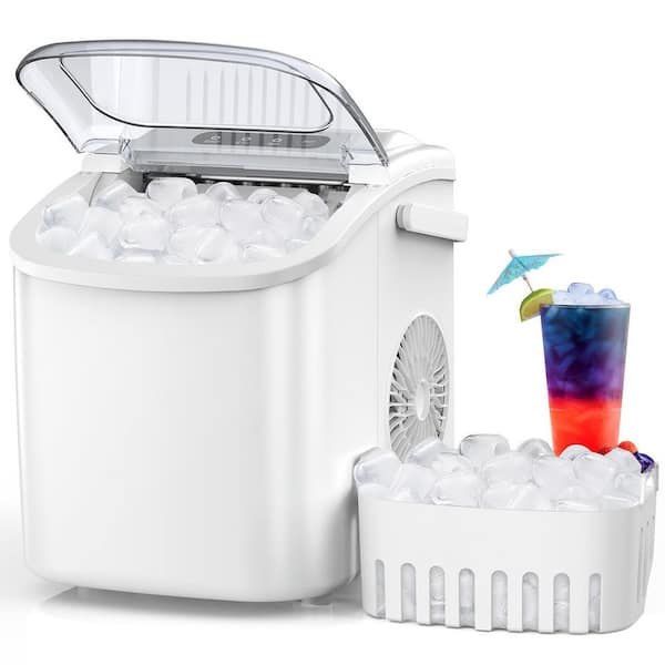 COWSAR 8.7 in. W 26 lbs. Per Day Bullet Ice Portable Counter Top Ice Maker in White