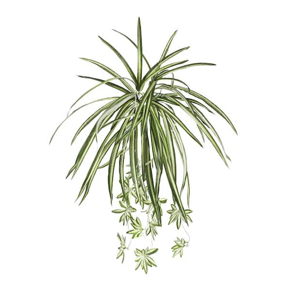 25 in. Artificial Spider Plant Leaf Hanging Plant Greenery Foliage Bush (Set of 2)