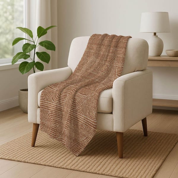 Premium Machine Washable ASB917 Terracotta 50 in. x 70 in. Sherpa Throw Blanket