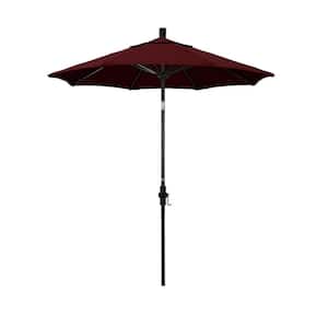 7.5 ft. Matted Black Aluminum Market Collar Tilt Patio Umbrella Fiberglass Ribs and in Burgundy Pacifica