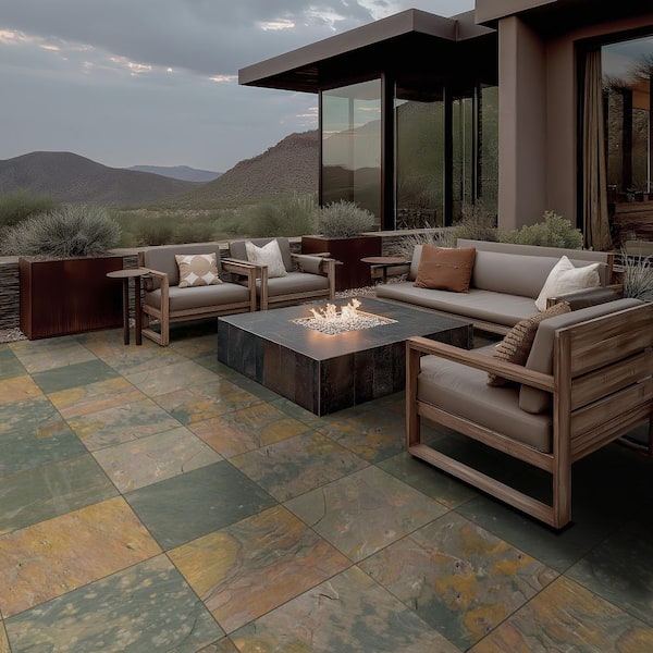 Peacock 16 in. x 16 in. Gauged Slate Floor and Wall Tile (8.9 sq. ft. / case)