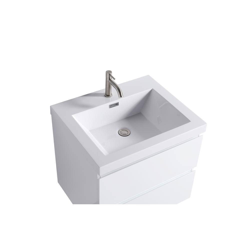 24-Inch White Plywood Wall-Mount Vanity with Resin Countertop