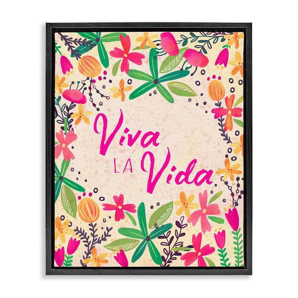Stupell Industries Live Life Florals by Josefina Black Floater Frame Typography Graphic Art Print 21 in. x 17 in.