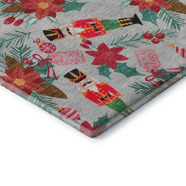 Mayfield Premium Machine Washable Abstract AMF1822 Silver 2 ft. x 3 ft. Area Rug