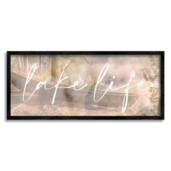 The Stupell Home Decor Collection Lake Life Forest Nature Canoe Design by Lil' Rue Framed Nature Art Print 30 in. x 13 in.