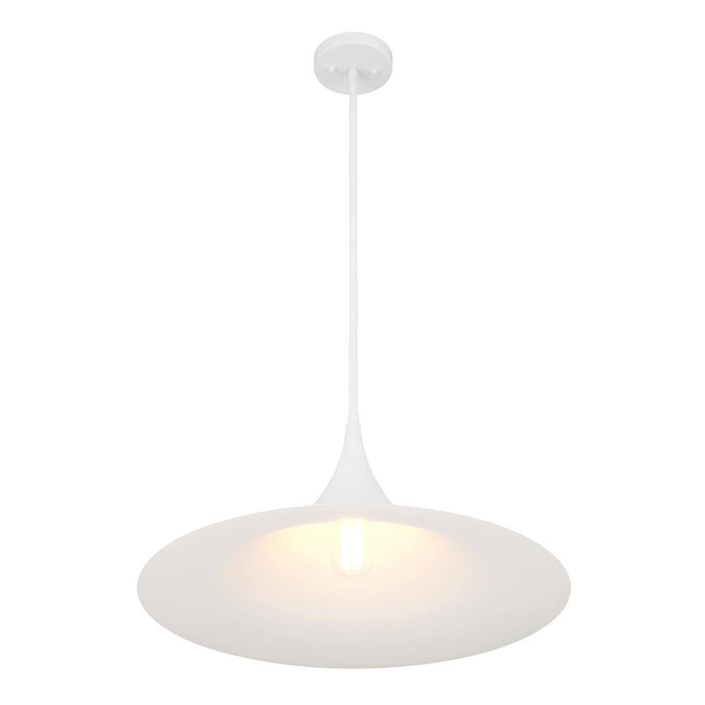 Bisque White Glass and Chrome 1-Light Pendant