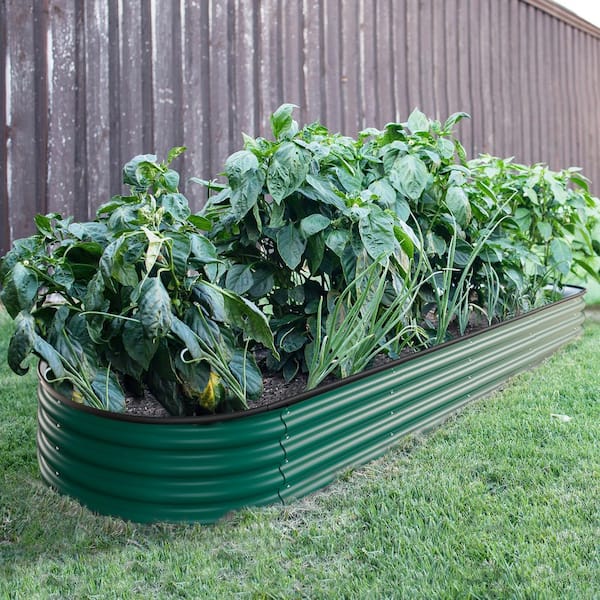 VEIKOUS 8 ft. x 2 ft. x 1 ft. Galvanized Raised Garden Bed 9-in-1 Planter Box Outdoor, Green
