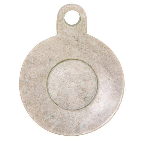 Hand-Carved Beige Marble Dish with Handle, 7.5 Inches