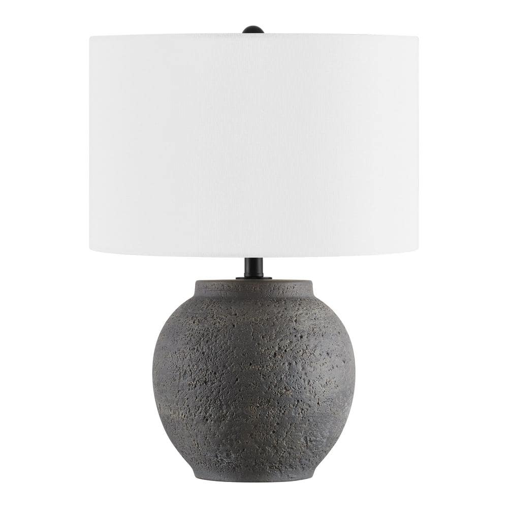 Hampton Bay Hookston Black 18 in. Ceramic Table Lamp with White Fabric ...