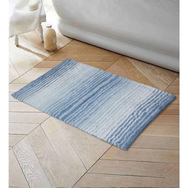 HOME WEAVERS INC 100% Cotton Gradiation Collection Bath Rug Machine Washable 17x24, Blue