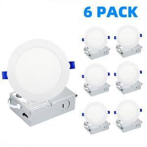 5/6 in. Adjustable 5CCT Canless Dimmable Indoor/Outdoor Integrated LED Recessed Downlight Kit, ETL List (6-Pack)