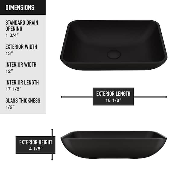 VIGO Sottile Glass Vessel Bathroom Sink in Black with Amada Faucet in Matte Black